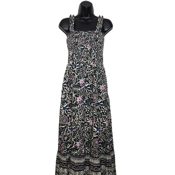 Marine Layer Selene Maxi Dress Size Medium Black White Floral - Picture 2 of 5